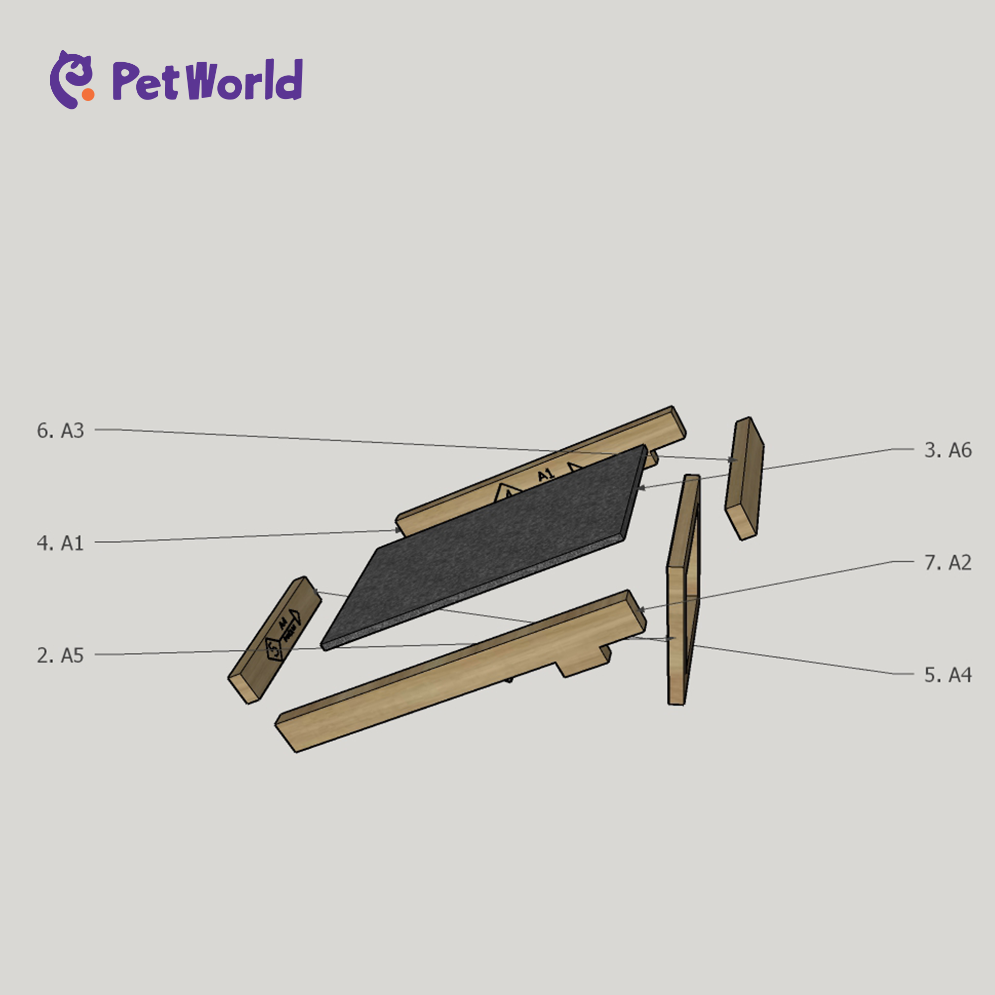 CST005 Ergonomic Wooden Cat Scratching Board_06