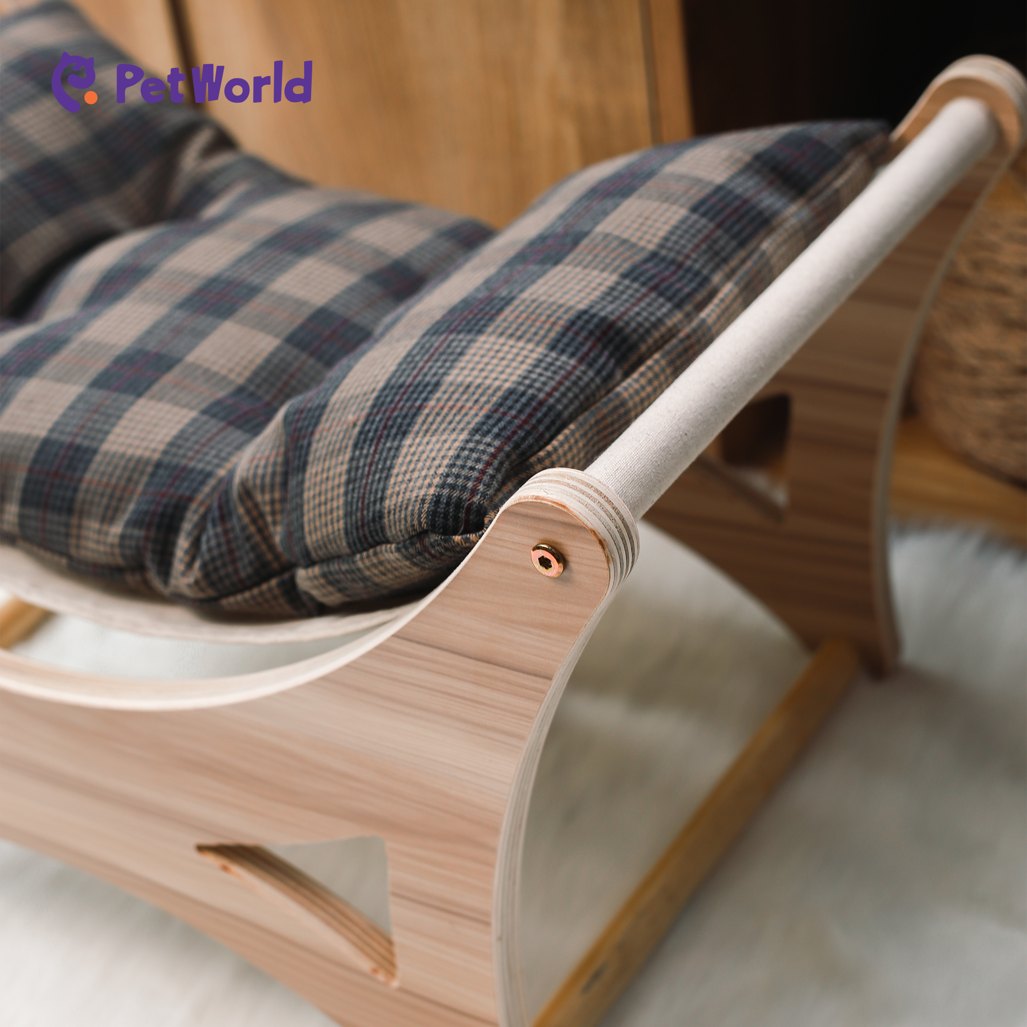 Modern Wooden Pet Bed with Cushion_04