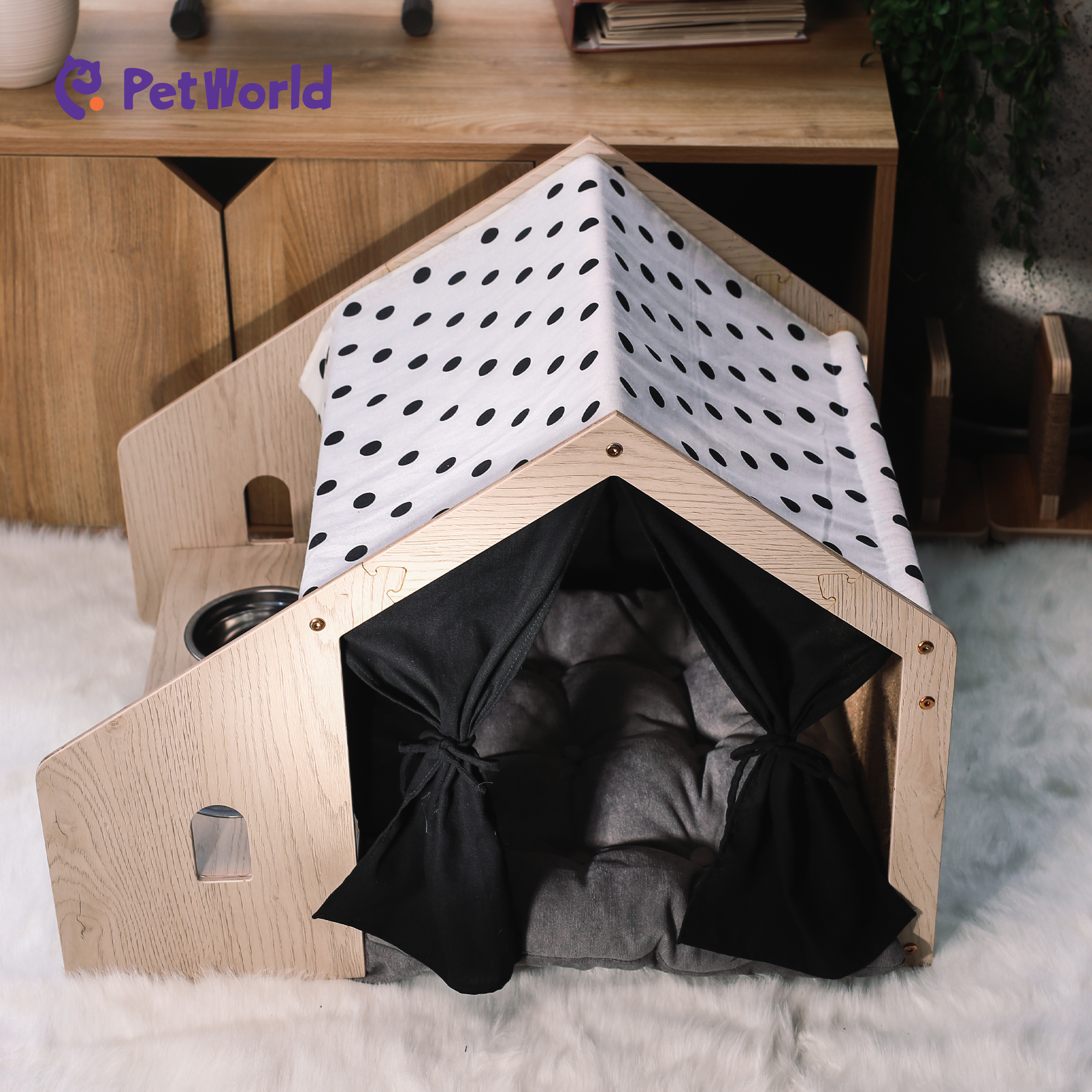 PH003 Wooden Pet House with Integrated Feeder_02