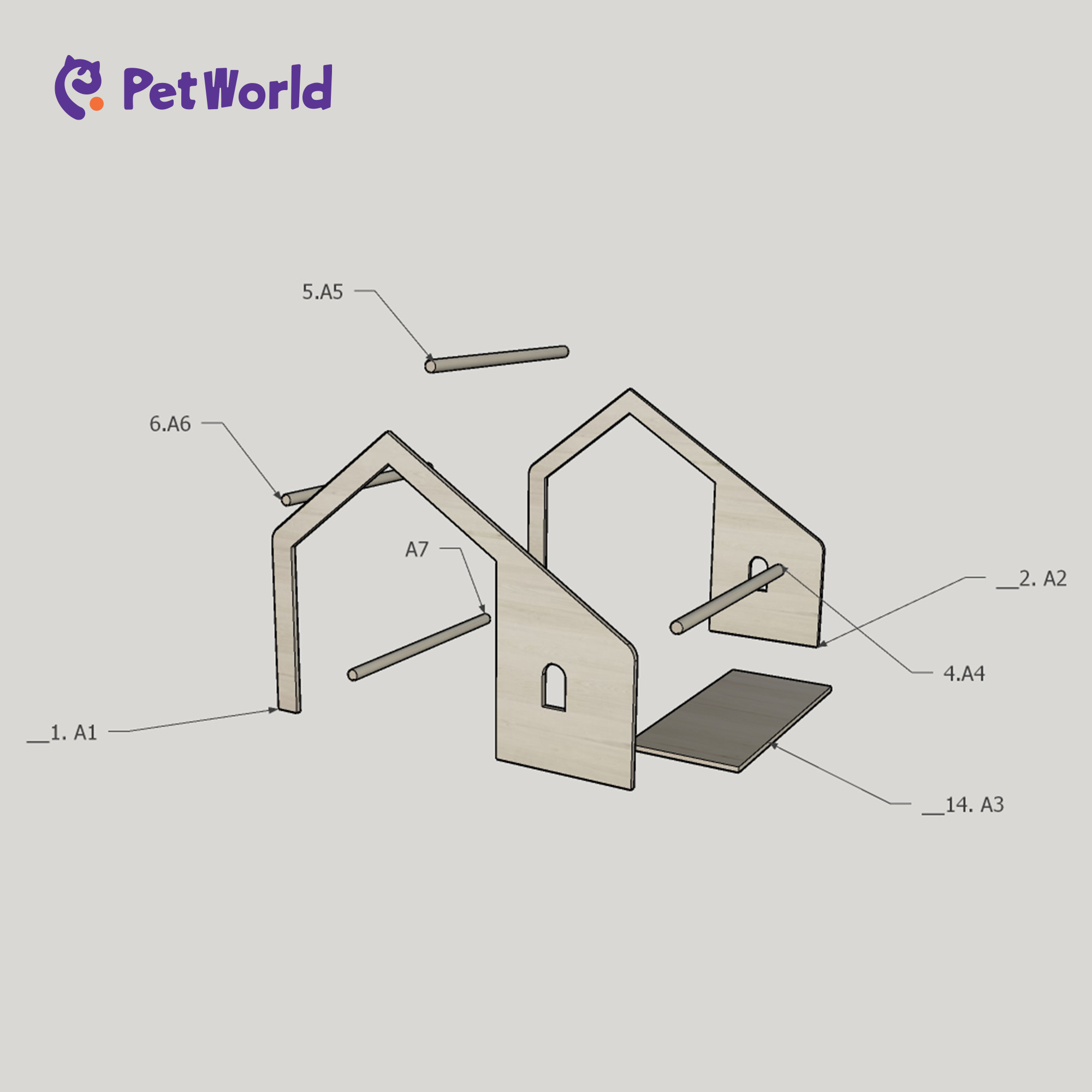 PH003 Wooden Pet House with Integrated Feeder_05