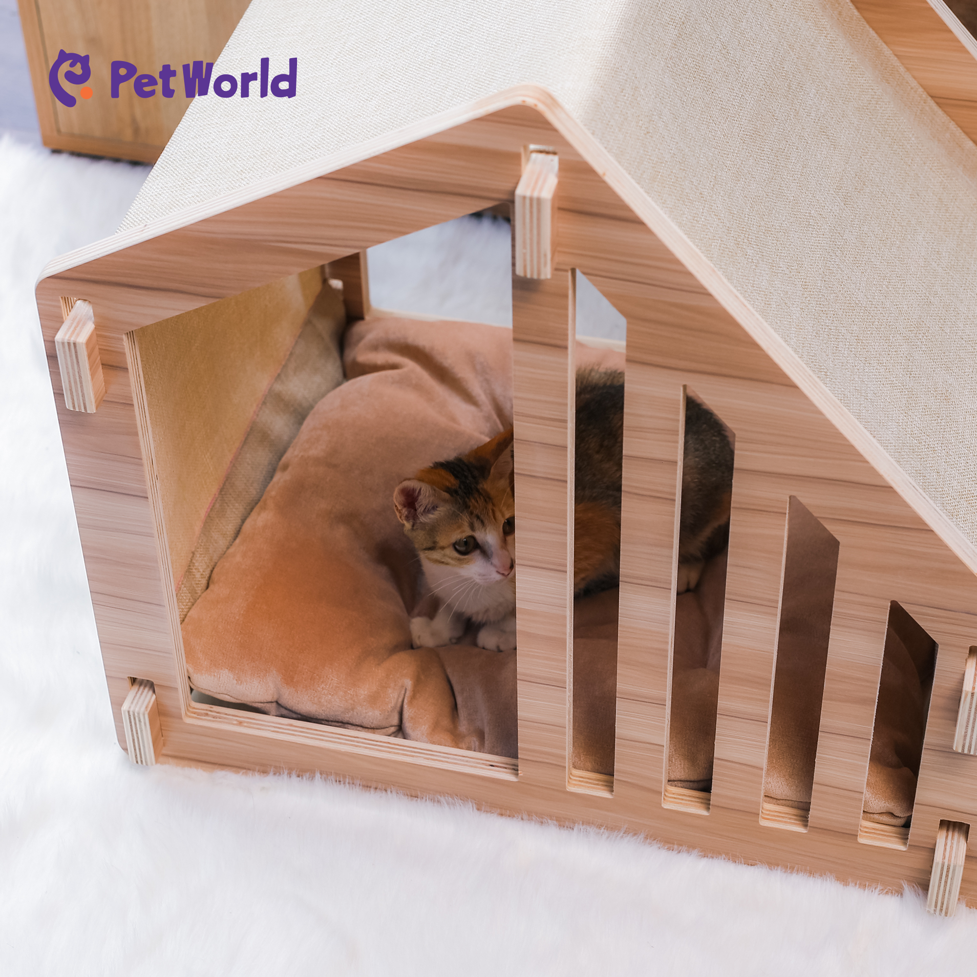 PH004 Modern Wooden Pet House with Cushioned Interior_04