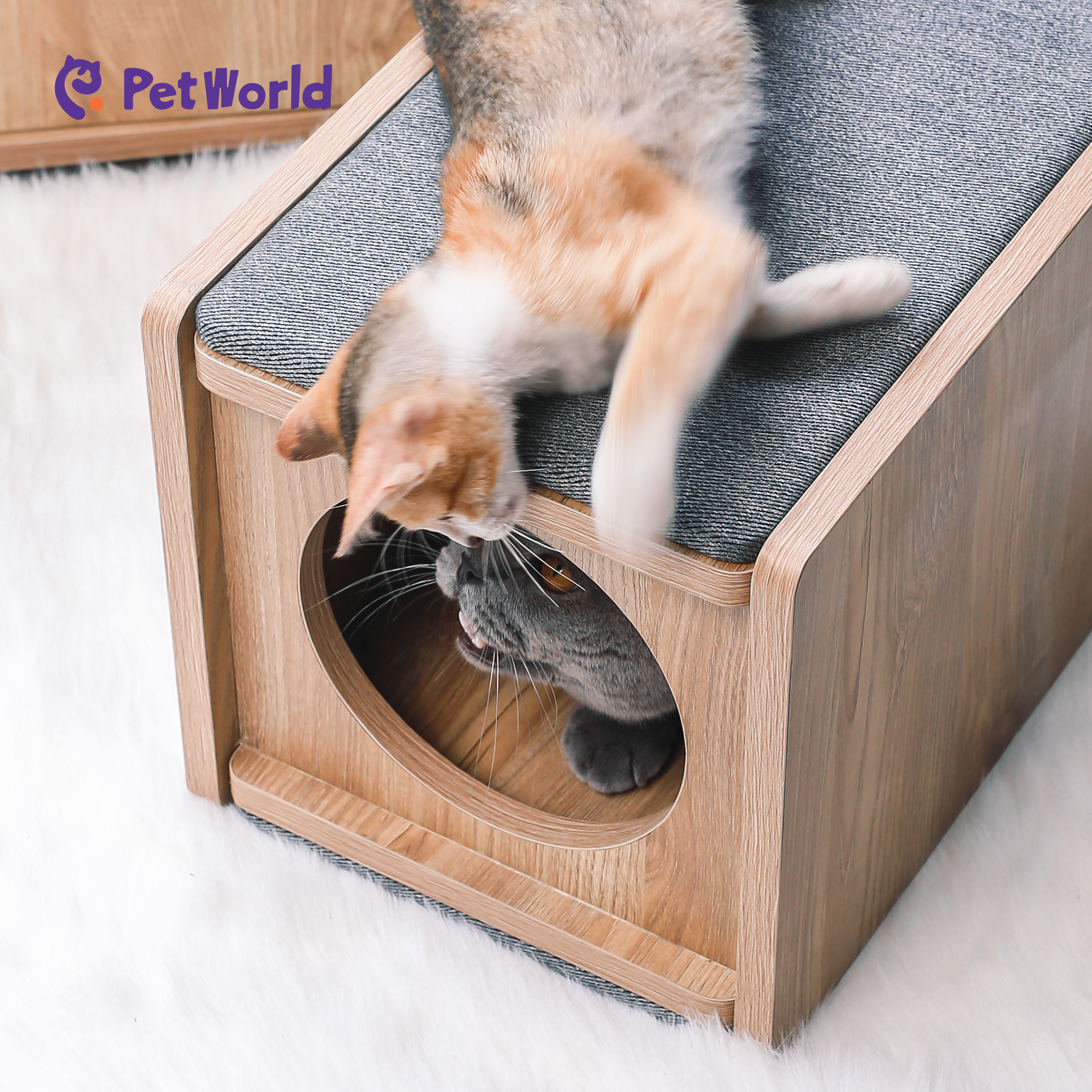 PH005 Wooden Cat Cube Bed_03