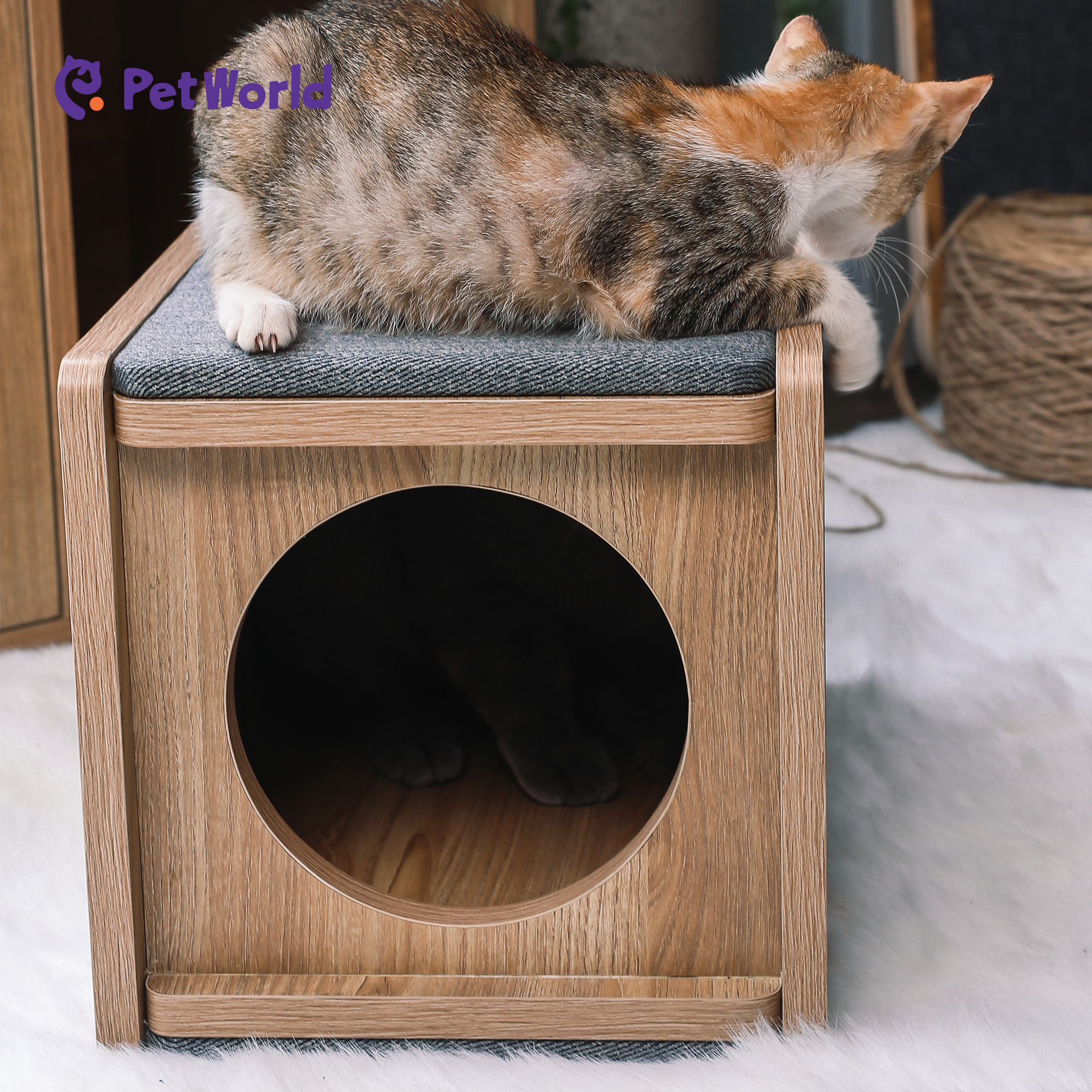 PH005 Wooden Cat Cube Bed_04