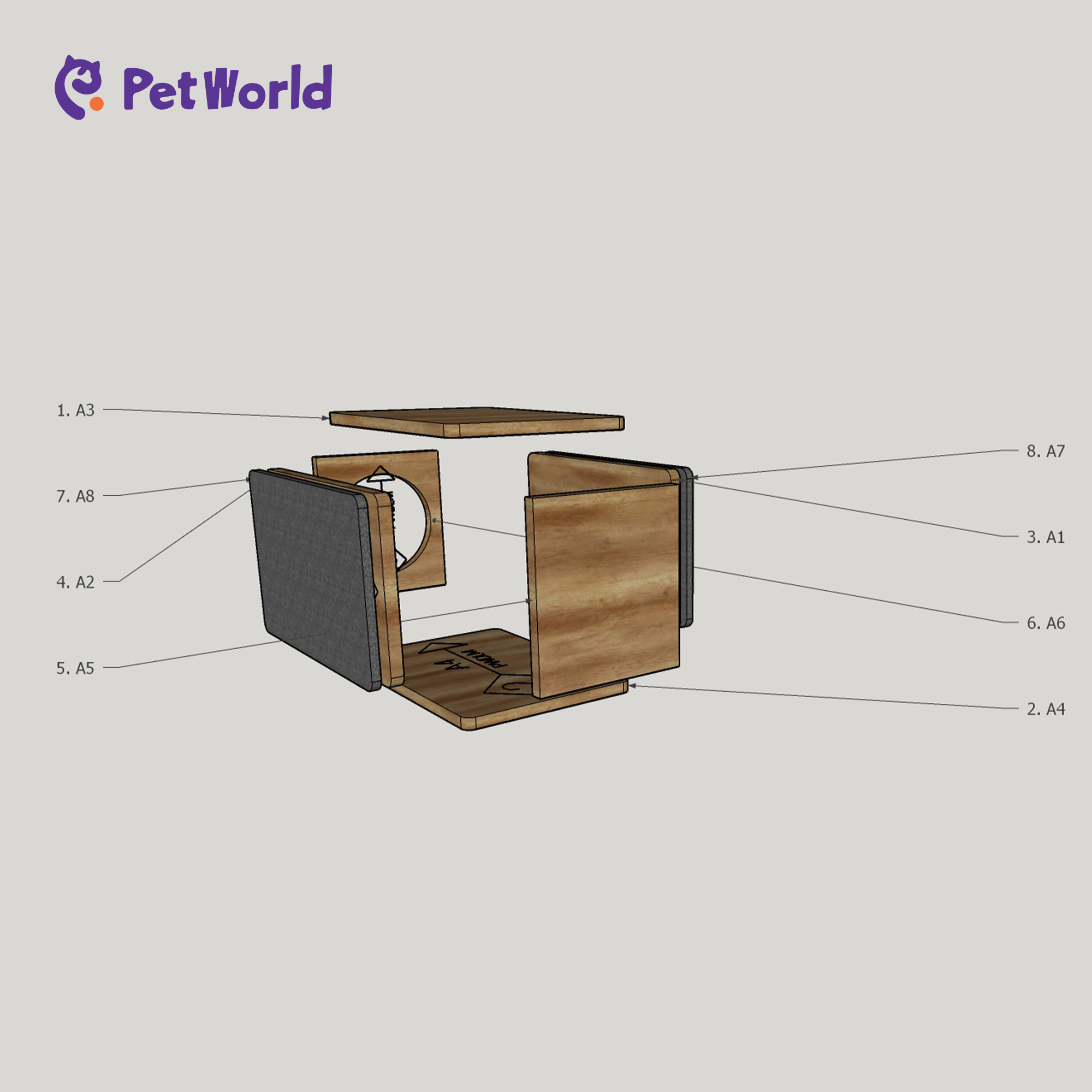 PH005 Wooden Cat Cube Bed_05